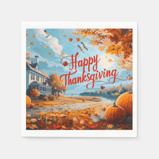 Happy Thanksgiving Napkins Serviette