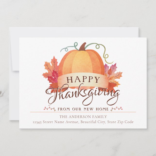 Happy Thanksgiving New Address Zuhause Pumpkin Mov Ankündigung (Vorderseite)