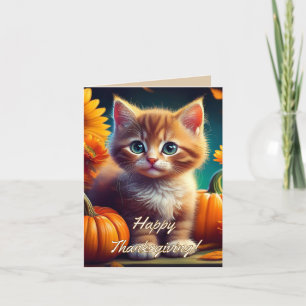 Happy Thanksgiving Niedlich Ginger Kitten Pumpkin Dankeskarte