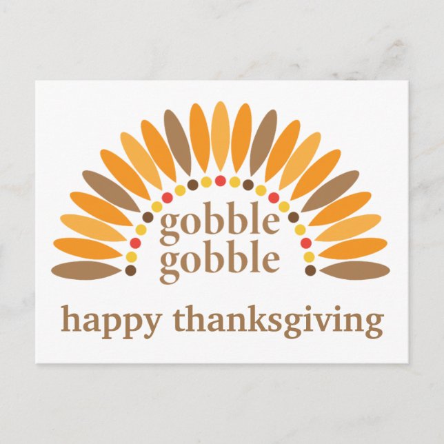 Happy Thanksgiving Niedlich Gobble Türkei Feathers Postkarte (Vorderseite)
