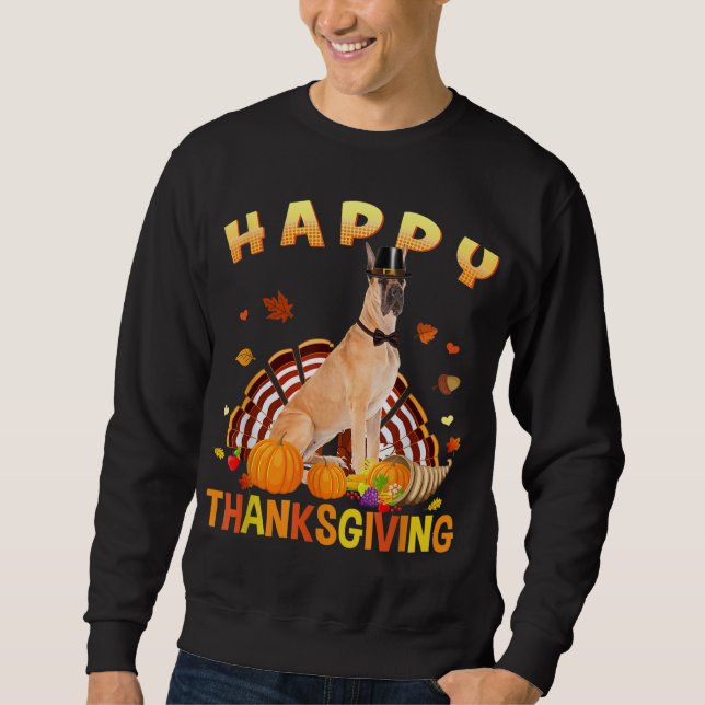 Happy Thanksgiving Niedlich Great Dane Türkei Pilg Sweatshirt (Vorderseite)