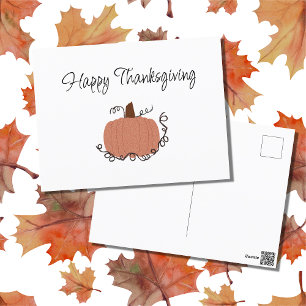 Happy Thanksgiving Niedlich Orange Pumpkin Postcar Postkarte