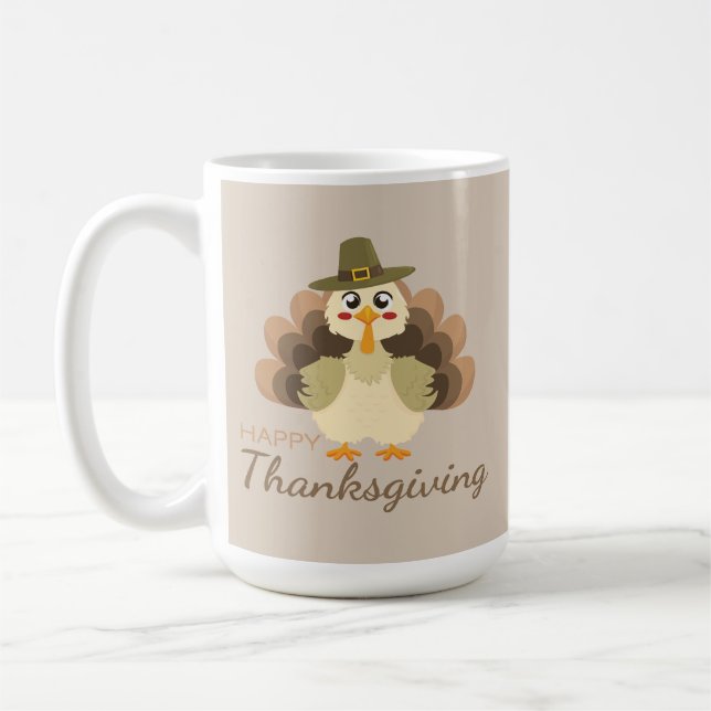 Happy Thanksgiving Niedlich Türkei Kaffeetasse (Links)