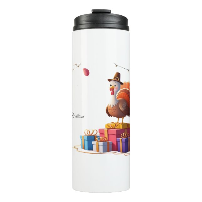 Happy Thanksgiving Niedliche Türkei Reise Thermosbecher (Vorderseite)