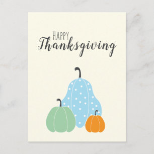 Happy Thanksgiving Niedlichen Pumpkins Green Blue  Postkarte