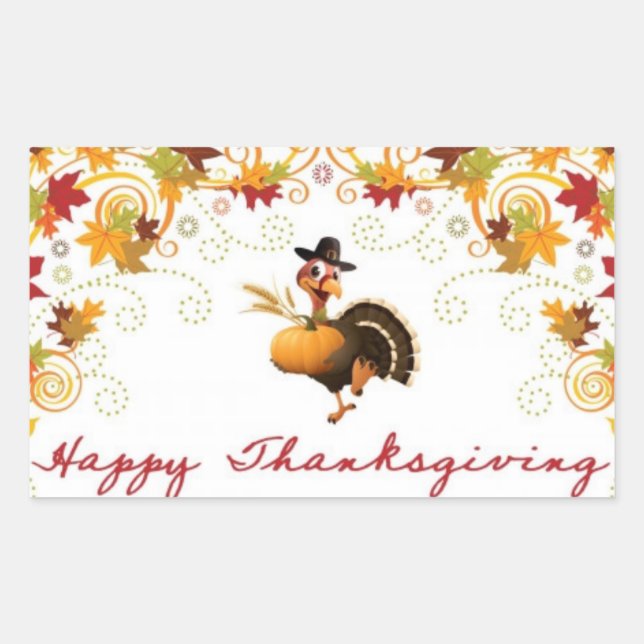 Happy Thanksgiving niedlicher Truthahnaufkleber Rechteckiger Aufkleber (Vorderseite)
