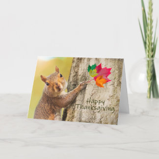 Happy Thanksgiving Niedliches Eichhörnchen Feiertagskarte