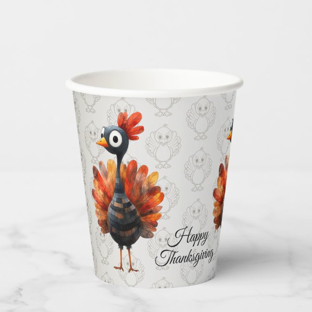 Happy Thanksgiving Niedliches farbiges Baby Türkei Pappbecher (Vorderseite)