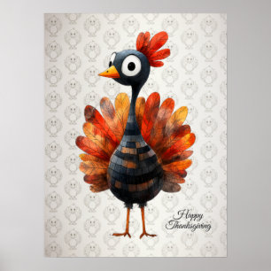 Happy Thanksgiving Niedliches farbiges Baby Türkei Poster
