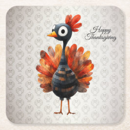 Happy Thanksgiving Niedliches farbiges Baby Türkei Rechteckiger Pappuntersetzer