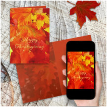 Happy Thanksgiving Orange Blätter Message Cards