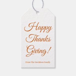 Happy Thanksgiving orange elegante benutzerdefinie Geschenkanhänger