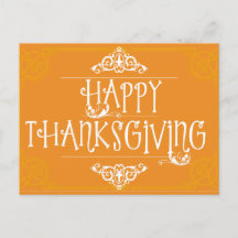 Happy Thanksgiving Orange Happy Postcard