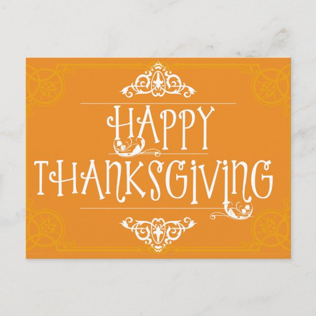Happy Thanksgiving Orange Happy Postcard Postkarte (Vorderseite)