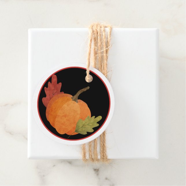 Happy Thanksgiving Orange Pumpkin Fall Thema Geschenkanhänger (Beispiel)