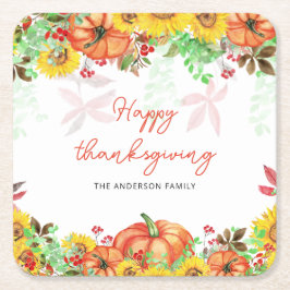 Happy Thanksgiving Orange Pumpkins Rechteckiger Pappuntersetzer