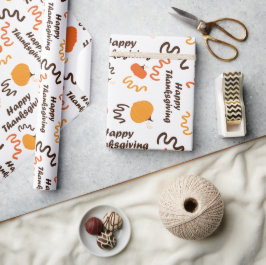 Happy Thanksgiving Orange Pumpkins White Seamless Geschenkpapier