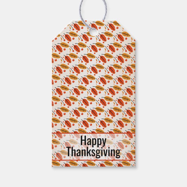 Happy Thanksgiving Orange Yellow Herbstlaubs Geschenkanhänger (Vorderseite)