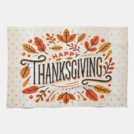 Happy Thanksgiving Orange Yellow Herbstlaubs Geschirrtuch