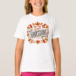 Happy Thanksgiving Orange Yellow Herbstlaubs Kinde T-Shirt