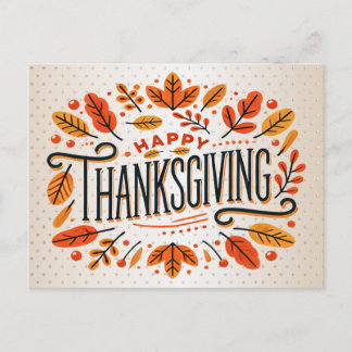Happy Thanksgiving Orange Yellow Herbstlaubs Postkarte