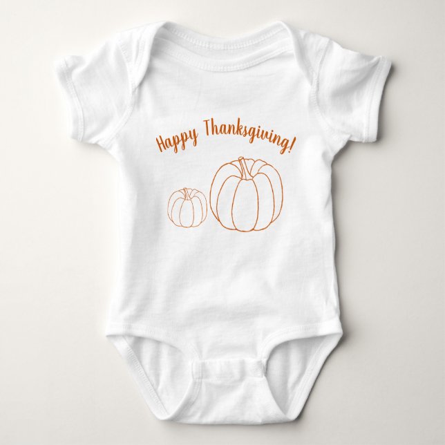 Happy Thanksgiving Orangenkürbis niedlich Baby Strampler (Vorderseite)
