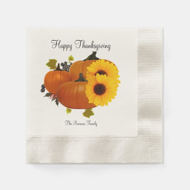 Happy Thanksgiving Paper Party Napkins Serviette (Vorderseite)
