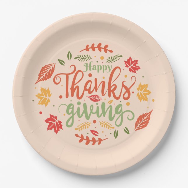 Happy Thanksgiving Paper Plate Pappteller (Vorderseite)