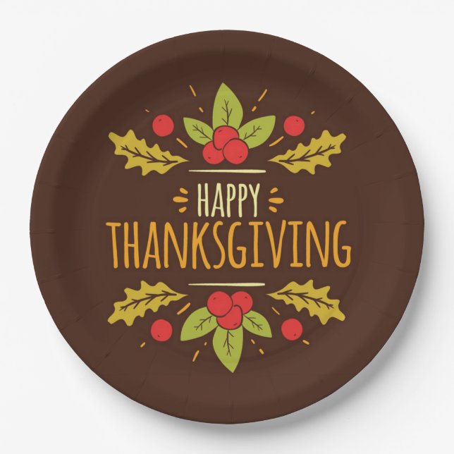 Happy Thanksgiving Paper Plate Pappteller (Vorderseite)