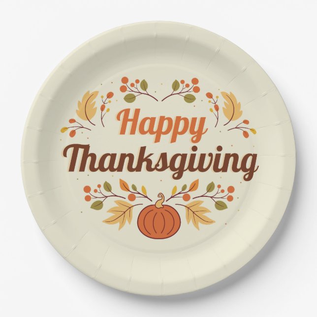 Happy Thanksgiving Paper Plate Pappteller (Vorderseite)