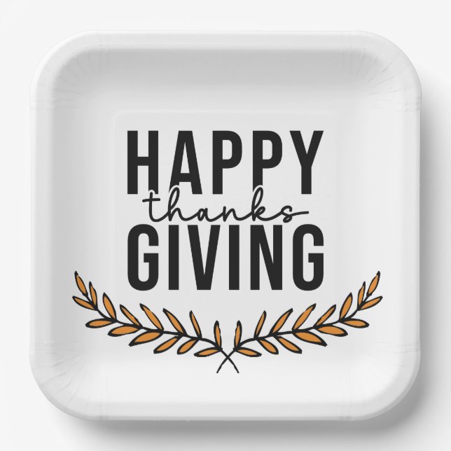 Happy Thanksgiving Pappteller (Vorderseite)