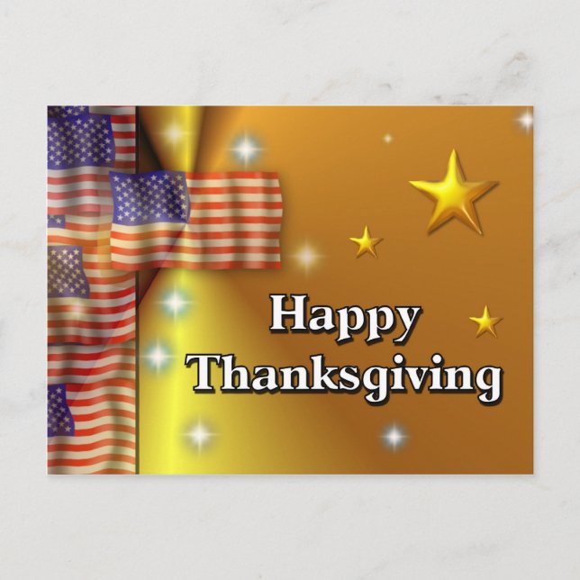 Happy Thanksgiving Patriotic Feiertagspostkarte (Vorderseite)