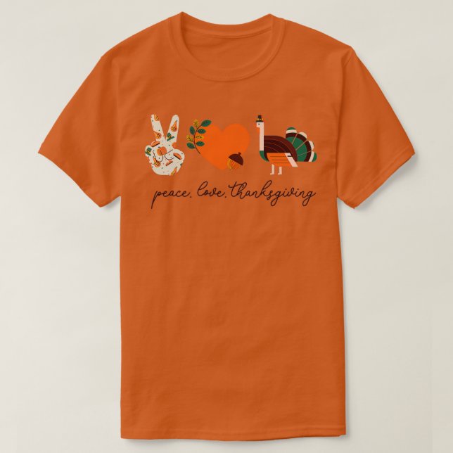 Happy Thanksgiving Peace Liebe Erntedank T-Shirt (Design vorne)