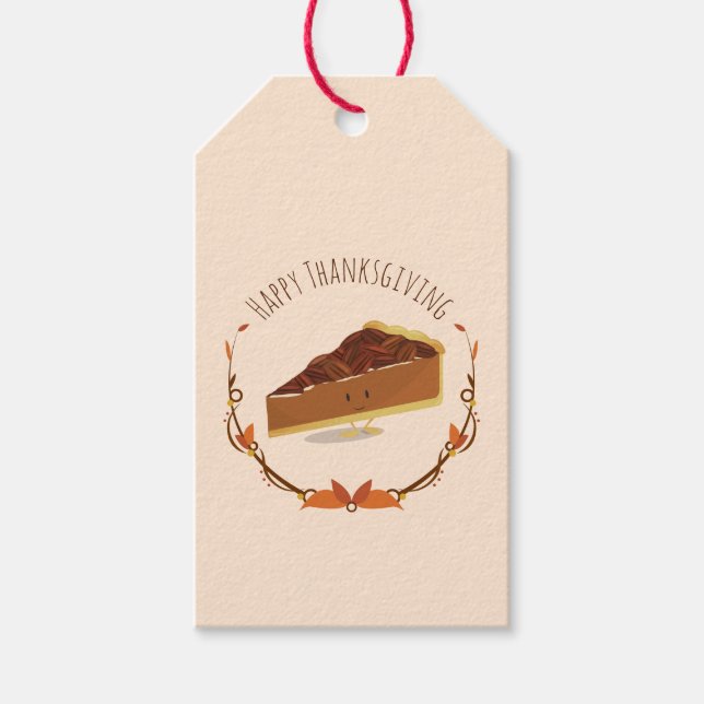 Happy Thanksgiving Pecan Pie Slice Tan Brown Geschenkanhänger (Vorderseite)