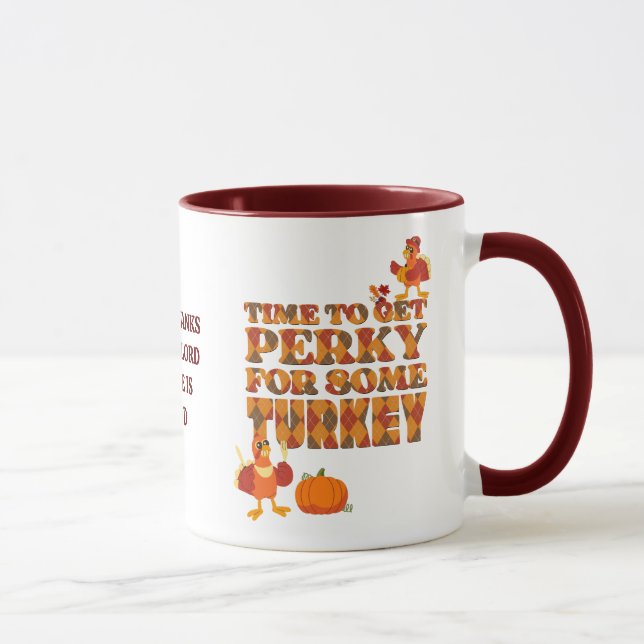 Happy Thanksgiving PERKY FÜR DIE TÜRKEI Kariert Tasse (Rechts)