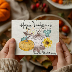 Happy Thanksgiving Personalisierter Wasserfarbenkü Postkarte