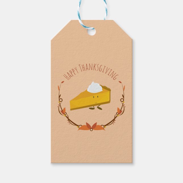 Happy Thanksgiving Pie Slice | Geschenkmarke Geschenkanhänger (Vorderseite)