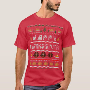 Happy Thanksgiving Pie Türkei Ugly Erntedank Sw T-Shirt