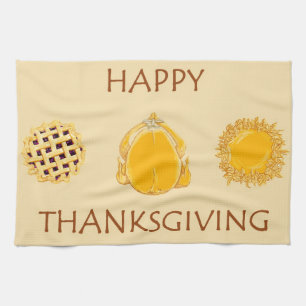 Happy Thanksgiving Pies Türkei beige Küchentuch