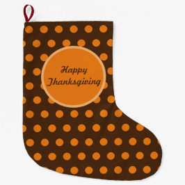 Happy Thanksgiving Polka Dot Reversible Strumpf Großer Weihnachtsstrumpf