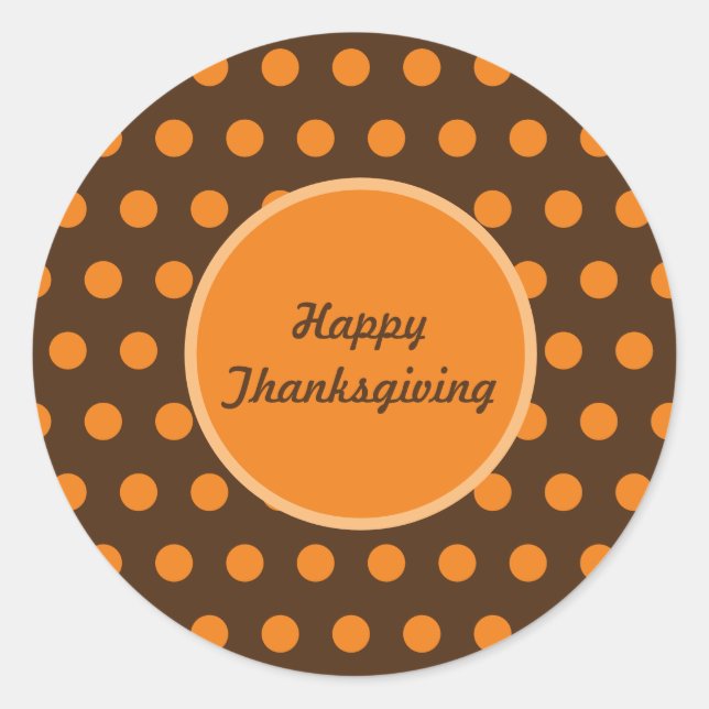 Happy Thanksgiving Polka Dot Round Stickers (Vorderseite)