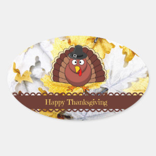 Happy Thanksgiving, populäres Design, Oval Sticker