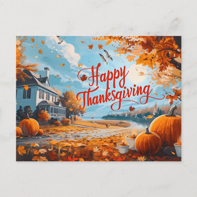 Happy Thanksgiving Postcard Feiertagspostkarte (Vorderseite)