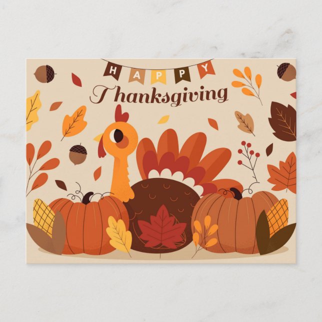 Happy Thanksgiving Postcard Postkarte (Vorderseite)
