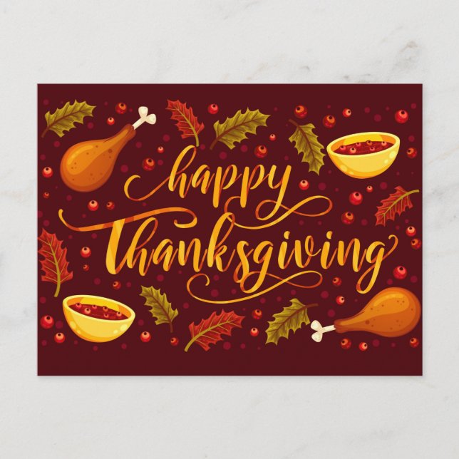 Happy Thanksgiving Postcard Postkarte (Vorderseite)