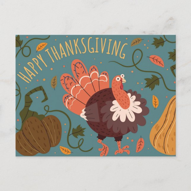 Happy Thanksgiving Postcard Postkarte (Vorderseite)