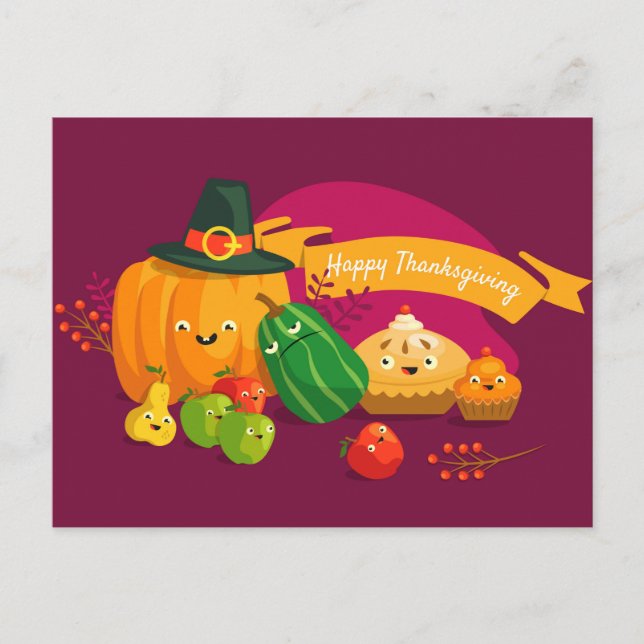 Happy Thanksgiving Postcard Postkarte (Vorderseite)