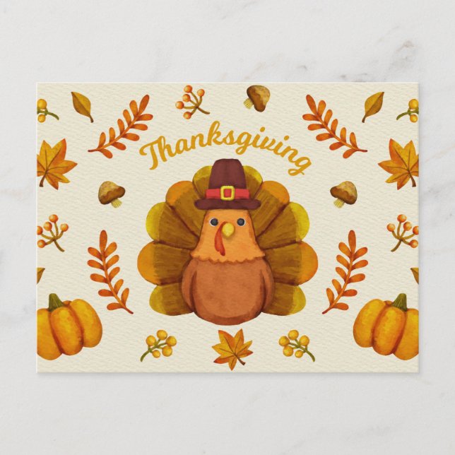 Happy Thanksgiving Postcard Postkarte (Vorderseite)