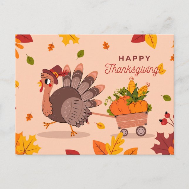 Happy Thanksgiving Postkarte (Vorderseite)