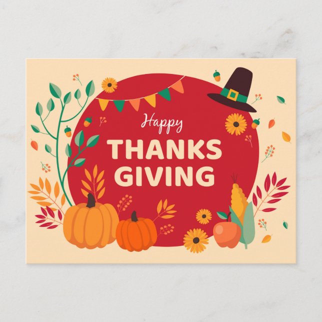Happy Thanksgiving Postkarte (Vorderseite)